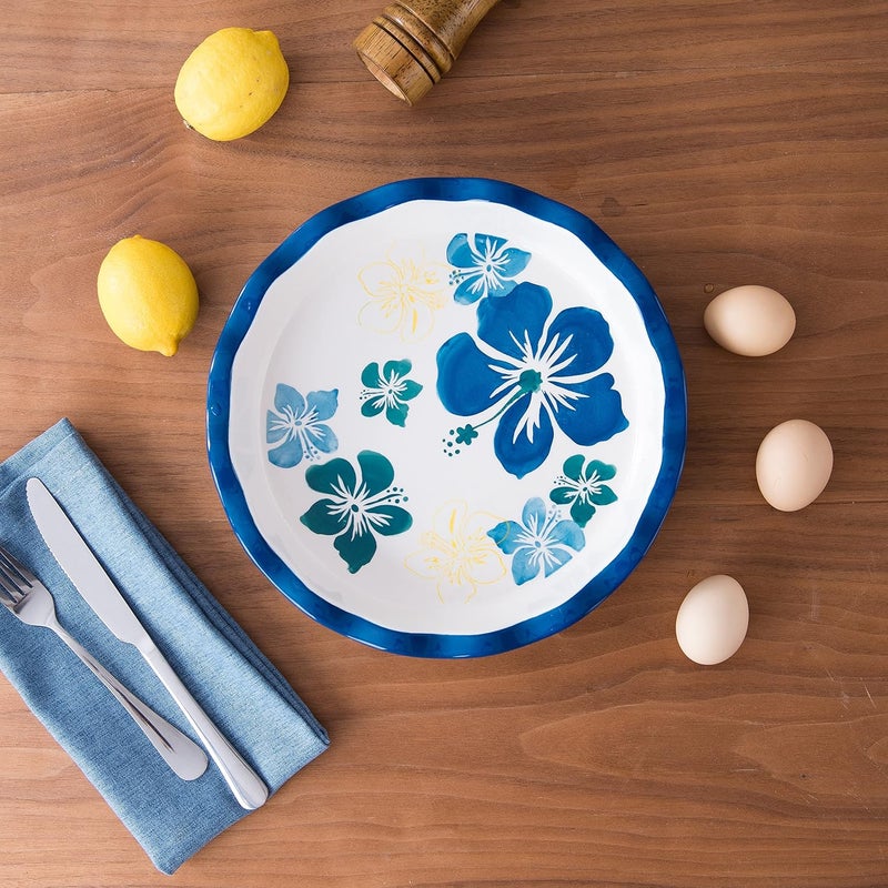 Sagoskat Pie Pan Ceramic Pie Plate, 9 inch Deep Dish Pie Pans, Nonstick Pie Pans for Baking, Blue and White Floral Pie Dish For Kitchen - Image 3